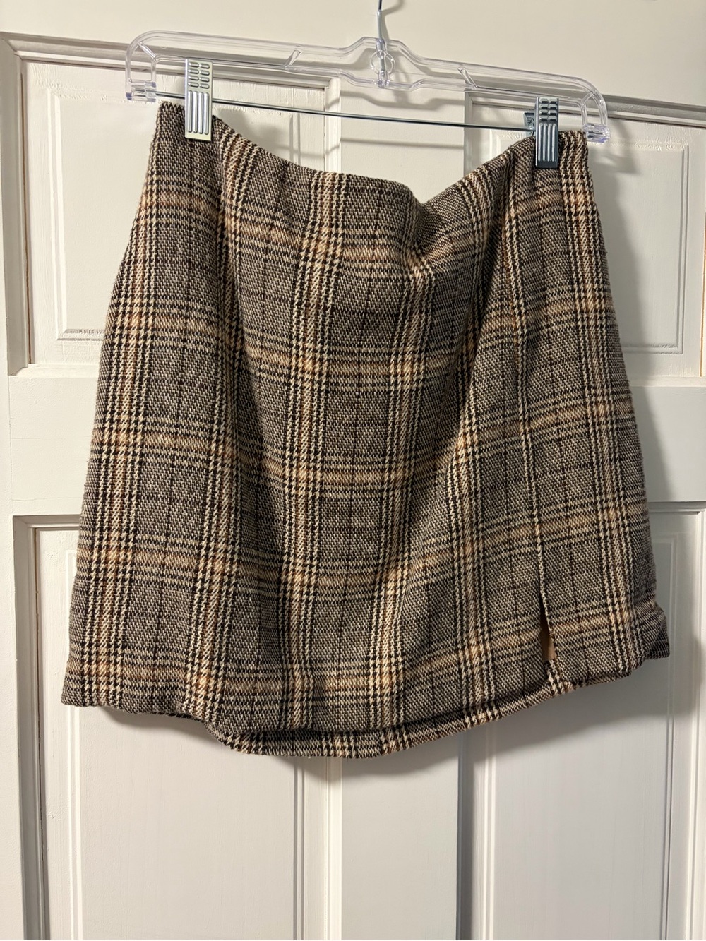 LUSH Brown and Tan Plaid Tweed Skirt